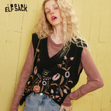 ELFSACK Black Floral Women